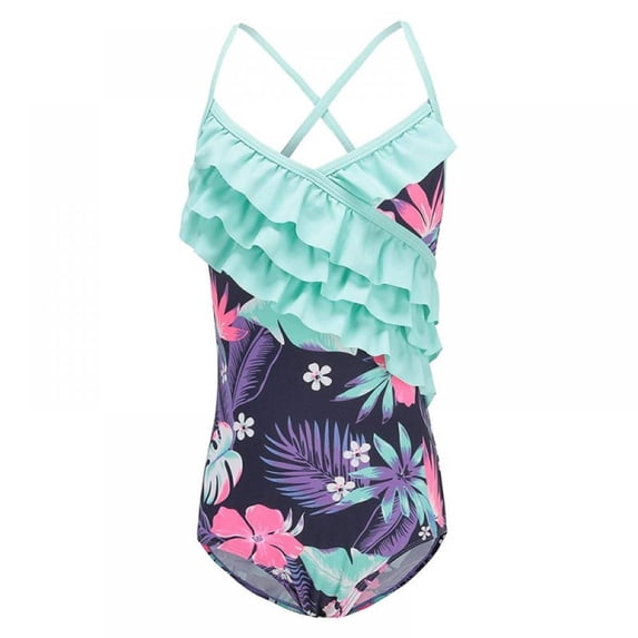GYRATEDREAM 4-12Years Baby Girls' One Piece Ruffle Butt Swimsuit Girls Baby Girl One Piece Swimsuit Swimwear Bathing Suit Tankini