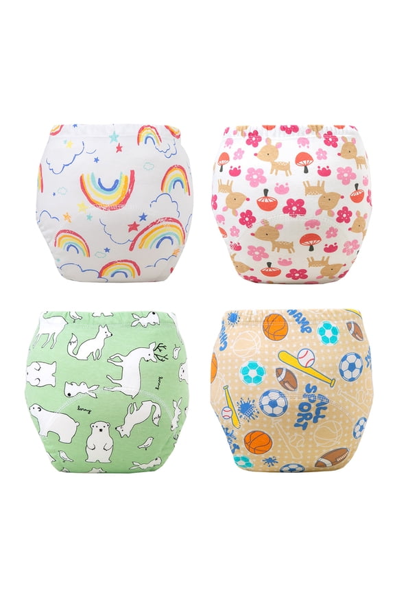 4 Pack Baby Cotton Training Pants Strong Absorbent Toddler Potty Training Underwear for Baby Girl and Boy 6-15 Months+