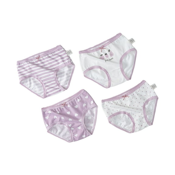 GYRATEDREAM 4 Pack Little Girls' Cotton Brief Breathable Toddler Panties Kids Assorted Bikini Underwears 2-10 Years