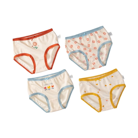 GYRATEDREAM 4 Pack Little Girls' Cotton Brief Breathable Toddler Panties Kids Assorted Bikini Underwears 2-10 Years