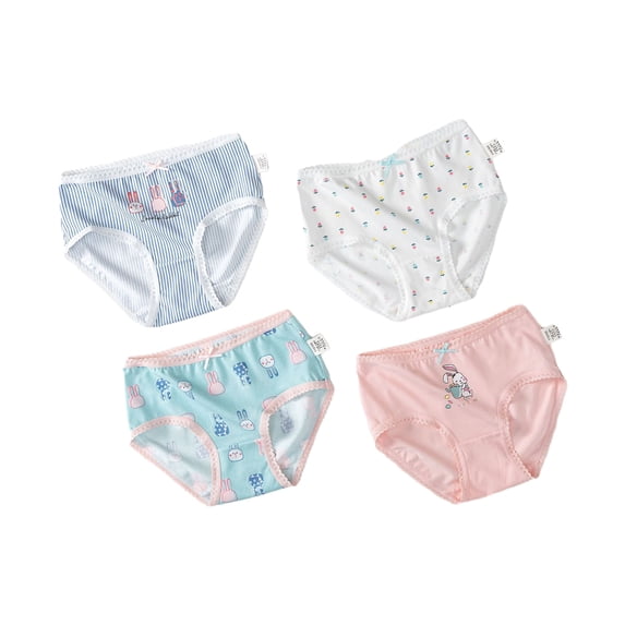 GYRATEDREAM 4 Pack Little Girls' Cotton Brief Breathable Toddler Panties Kids Assorted Bikini Underwears 2-10 Years