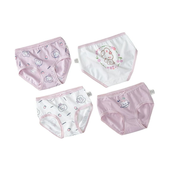 GYRATEDREAM 4 Pack Little Girls' Cotton Brief Breathable Toddler Panties Kids Assorted Bikini Underwears 2-10 Years