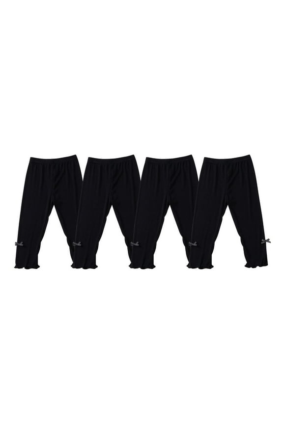 4 Pack Toddlers Girls Capri Leggings 3/4 Pants Basic School Sports Dance Kids Cropped Capri Summer Leggings, Age 3-14