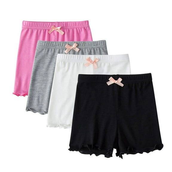 GYRATEDREAM 4PCS Little Girls Knee Length Leggings Kids Girls Solid Stretch Skinny Summer Dance Casual Sweatpants Legging 3-14Y