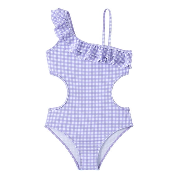 GYRATEDREAM 5-14T Kids Girls One Piece Swimsuit Ruffle Sling Swimwear Hawaiian Summer Beach Bathing Suits