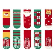 GYRATEDREAM 5 Pairs Fuzzy Christmas Socks for Kids, Winter Slipper Warm Soft Cartoon Cozzy Socks for Boys and Girls, Kids Fluffy Fleece Lined Warm Home Socks for 9-12Y Multi-color