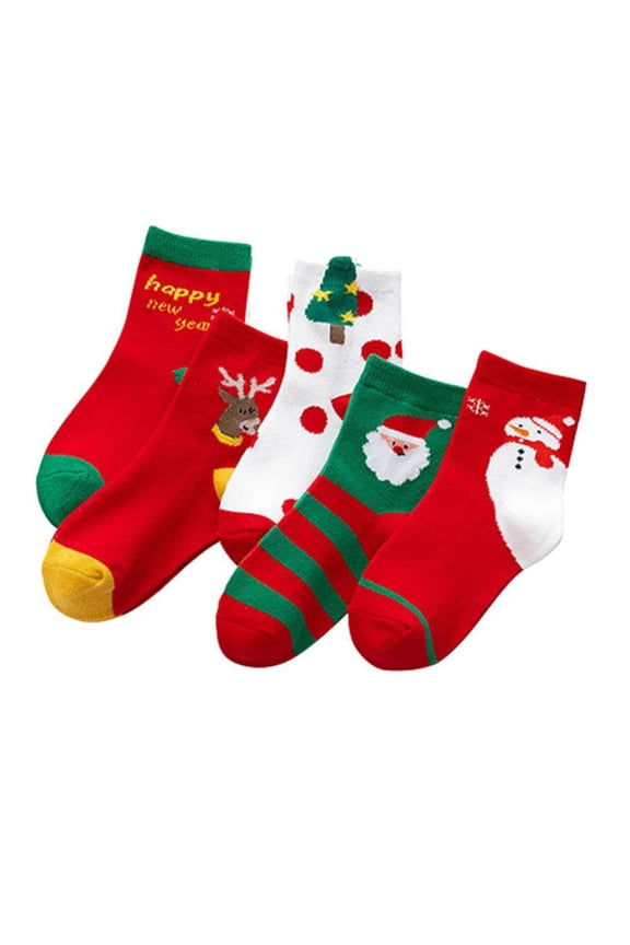 5 Pairs Fuzzy Christmas Socks for Kids, Winter Slipper Warm Soft Cartoon Cozzy Socks for Boys and Girls, Kids Fluffy Fleece Lined Warm Home Socks for 3-4Y Multi-color