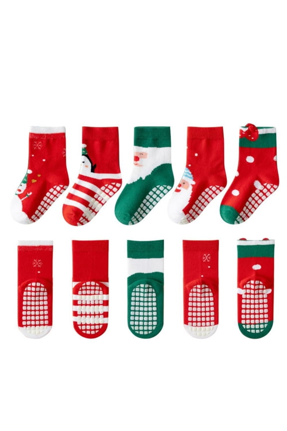 5 Pairs Fuzzy Christmas Socks for Kids, Winter Slipper Warm Soft Cartoon Cozzy Socks for Boys and Girls, Kids Fluffy Fleece Lined Warm Home Socks for 6-8Y Multi-color