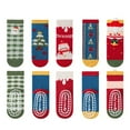 thumbnail image 1 of GYRATEDREAM Toddler Baby Christmas Cartoon Crew Socks Kids Boys Girls Winter Warm Cotton Hiking Thermal Thick Boot Cozy Crew Socks 5 Pairs for 1-12 Years, 1 of 3