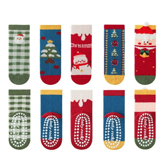 GYRATEDREAM Toddler Baby Christmas Cartoon Crew Socks Kids Boys Girls Winter Warm Cotton Hiking Thermal Thick Boot Cozy Crew Socks 5 Pairs for 1-12 Years