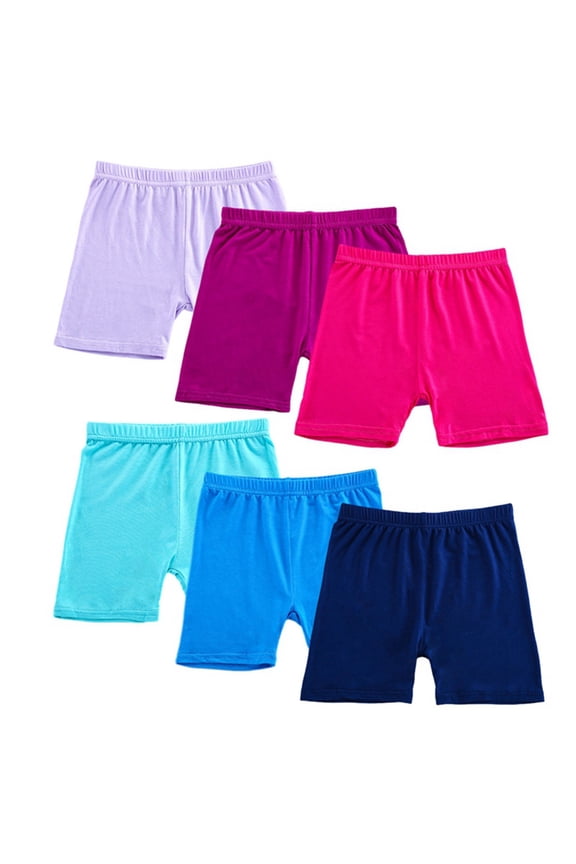 6 Pack Girls Bike Shorts Cotton Cartwheel Shorts for Dance & Under Dresses 2-10 Years