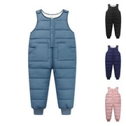 GYRATEDREAM 6M-4T Baby Toddler Boys Girls Winter Warm Snow Pants Overall Jumpsuit Kids Down Trousers Skiing Pants