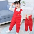 thumbnail image 1 of GYRATEDREAM 6M-5T Baby Boys Girls Winter Down Snow Pants Overalls Snowsuit, Toddler Warm Lightweight Down Jumpsuit Zipper Snow Bib Pants, 1 of 1