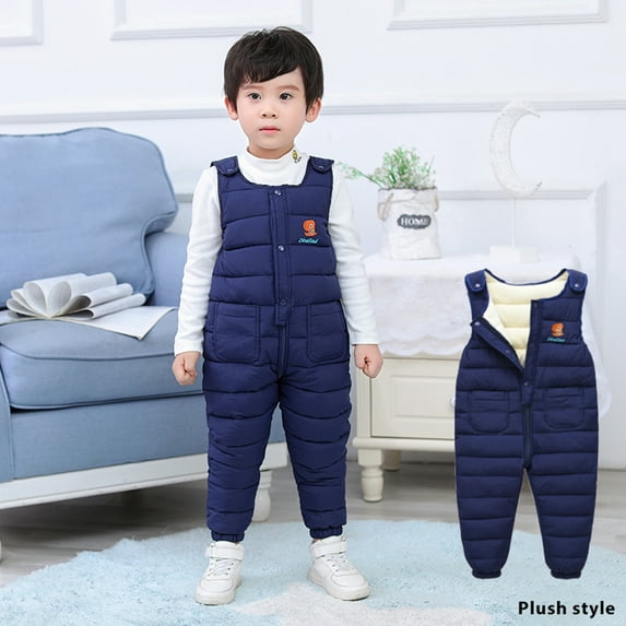 GYRATEDREAM 6M-5T Baby Boys Girls Winter Down Snow Pants Overalls Snowsuit, Toddler Warm Lightweight Down Jumpsuit Zipper Snow Bib Pants