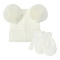 thumbnail image 1 of GYRATEDREAM Baby Beanie Hat & Mittens Set Double Pom Pom Toddler Beanies Knit Infant Winter Hat Caps for Boys Girls 2-6 Years, 1 of 6