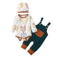 thumbnail image 1 of GYRATEDREAM Baby Boy Clothes Newborn Boy Outfit Print Romper Long Pants Hat 3PCS Infant Clothes Set, Size 6-9M, 1 of 6