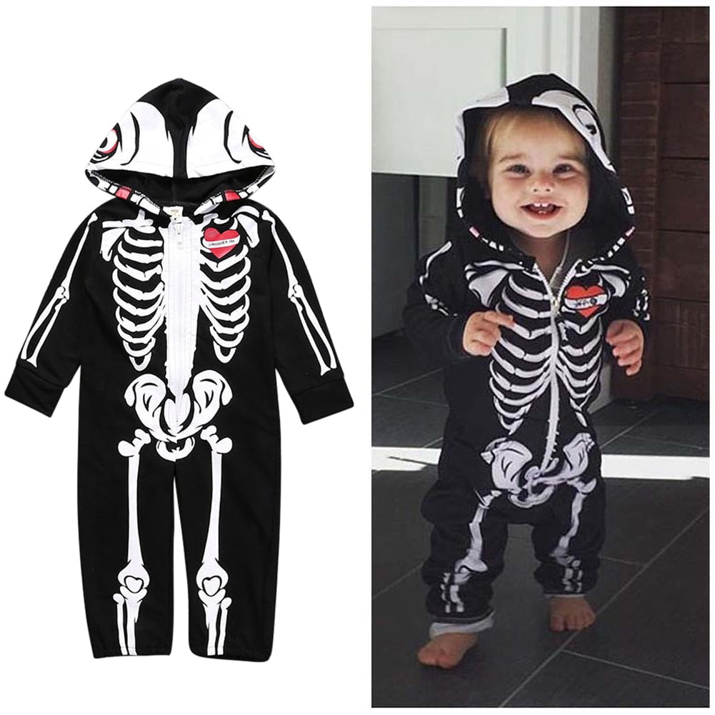 GYRATEDREAM Baby Boy Girl Halloween Costume Newborn Skeleton Outfit Skull Hoodie 018 Months