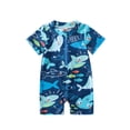 thumbnail image 1 of GYRATEDREAM Baby Boy One Piece Swimsuit Shark Short Sleeve Zipper Rash Guard Swimwear Toddler Kids Beach Bathing Suit Sunsuit for 2-6 Years, 1 of 8
