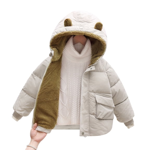 GYRATEDREAM Baby Boys Girls Bear Ears Shape Fleece Warm Hoodies Coat Toddler Zip-up Light Jacket Sweatshirt Outwear for 2-3Y White
