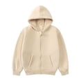 thumbnail image 1 of GYRATEDREAM Baby Boys Girls Fall Winter Hooded Jacket Toddler Long Sleeve Zip Up Cotton Thick Hoodie Coat with Pockets Kids Warm Windpoof Outerwear Apricot for 12M-10T, 1 of 8