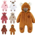 thumbnail image 1 of GYRATEDREAM Baby Boys Girls Fleece Jumpsuit Snowsuit Hooded Rompers Thick Warm Coat Winter, Infant Jacket Pajamas Cute Bodysuits Outwear,0-12 Month, 1 of 11