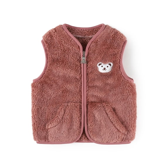 GYRATEDREAM Baby Boys Girls Fleece Vest Zip Up Cute Bear Jackets Fuzzy Fall Winter Warm Clothes Newborn Outwear for Toddler Infant 0-3Y