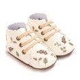 thumbnail image 1 of GYRATEDREAM Baby Boys Girls Frewalker Crib Shoes Infant Print Non-Slip Walking Shoes Toddler Soft Sole Bottom Shoes with Shoelaces White for 0-18M, 1 of 8