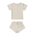 thumbnail image 1 of GYRATEDREAM Baby Boys Girls Shorts Set Summer Outfits Crew Neck Short Sleeve T-Shirt Top and Elastic Waist Shorts Clothes Set for 2-3Y, 1 of 5
