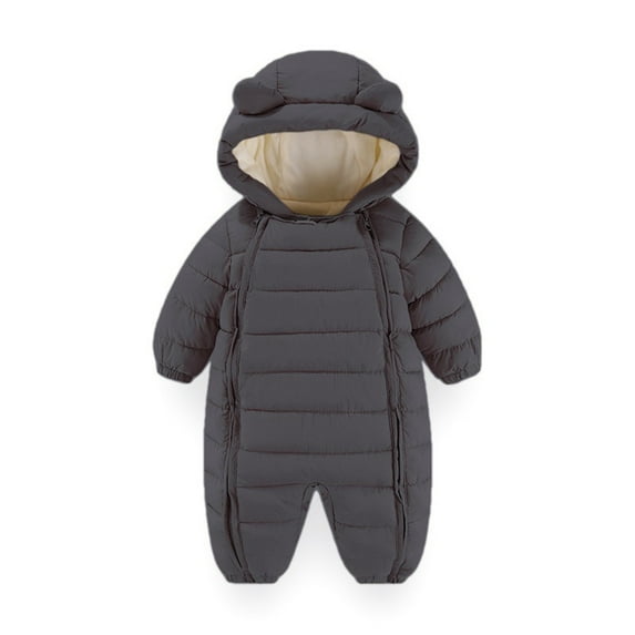 GYRATEDREAM Baby Boys Girls Snowsuit Infant Winter Clothes Newborn Hooded Jacket Jumpsuit Coat Double Zip Snowsuit Coverall, Black
