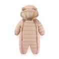 thumbnail image 1 of GYRATEDREAM Baby Boys Girls Snowsuit Infant Winter Clothes Newborn Hooded Jacket Jumpsuit Coat Double Zip Snowsuit Coverall, Pink, 1 of 9