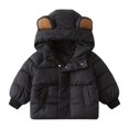 thumbnail image 1 of GYRATEDREAM Baby Boys Girls Winter Padded Jacket Toddler Hooded Bear Ears Long Sleeve Zipper Down Jacket Kids Warm Thicken Puffer Outerwear Black for 2-8 Years, 1 of 4