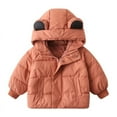 thumbnail image 1 of GYRATEDREAM Baby Boys Girls Winter Padded Jacket Toddler Hooded Bear Ears Long Sleeve Zipper Down Jacket Kids Warm Thicken Puffer Outerwear Deep Pink for 2-8Y, 1 of 1