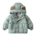 thumbnail image 1 of GYRATEDREAM Baby Boys Girls Winter Padded Jacket Toddler Hooded Bear Ears Long Sleeve Zipper Down Jacket Kids Warm Thicken Puffer Outerwear Green for 2-8Y, 1 of 1