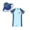 thumbnail image 1 of GYRATEDREAM Baby Boys Toddler Short Sleeve One Piece Swimsuit Bathing Suit with Sun Hat Rash Guard Surfing Suit UPF 50+ 6 Months-5 Years, 1 of 1