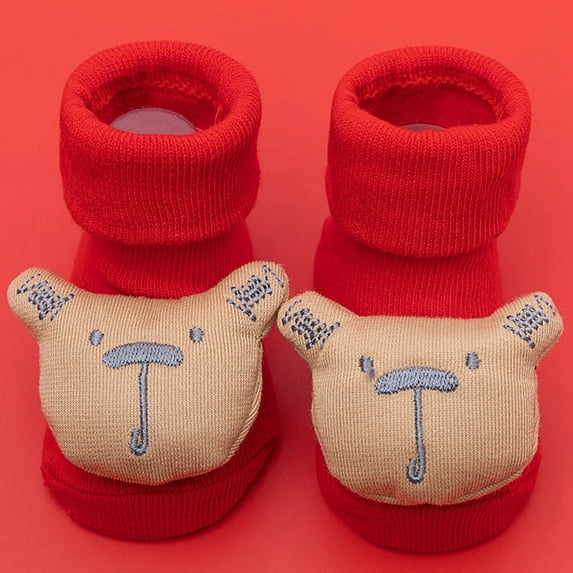 GYRATEDREAM Baby Christmas Cotton Wool Socks Girls Boys Fall Winter Warm Comfortable Thick Soft Xmas Cylinder Socks Cute Holiday Fuzzy Non Slip Socks for 0-3Y