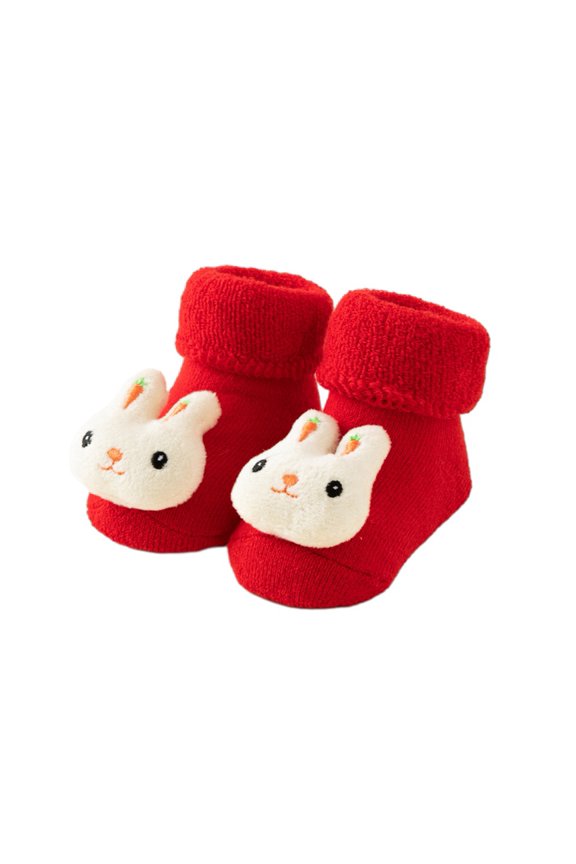 Baby Christmas Cotton Wool Socks Girls Boys Fall Winter Warm Comfortable Thick Soft Xmas Cylinder Socks Cute Holiday Fuzzy Non Slip Socks for 0-3Y