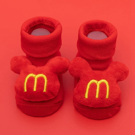GYRATEDREAM Baby Christmas Cotton Wool Socks Girls Boys Fall Winter Warm Comfortable Thick Soft Xmas Cylinder Socks Cute Holiday Fuzzy Non Slip Socks for 0-3Y
