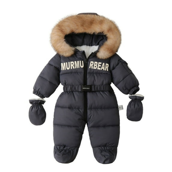GYRATEDREAM Baby Clothes Newborn Boy Girl Snowsuit Winter Coats Infant Jumpsuit Bodysuits Hooded Warm Jacket for 6-9M Gray