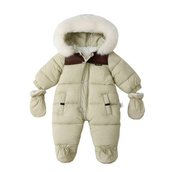 GYRATEDREAM Baby Clothes Newborn Boy Girl Snowsuit Winter Coats Infant Jumpsuit Bodysuits Hooded Warm Jacket for 6-9M Light Green