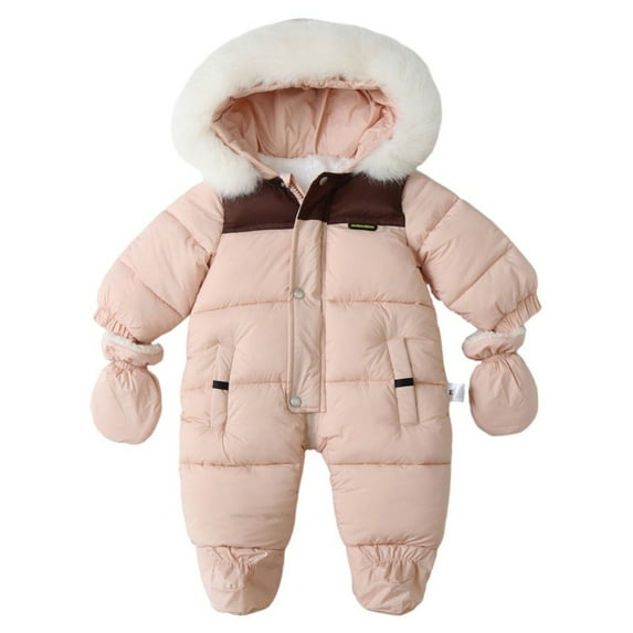 GYRATEDREAM Baby Clothes Newborn Boy Girl Snowsuit Winter Coats Infant Jumpsuit Bodysuits Hooded Warm Jacket for 6-9M Pink