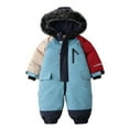thumbnail image 1 of GYRATEDREAM Baby Clothes Newborn Boy Girl Snowsuit Winter Coats Infant Jumpsuit Bodysuits Hooded Warm Jacket for 9-12M Light Blue, 1 of 9