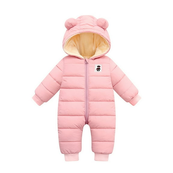 GYRATEDREAM Baby Girl Boy Hooded Snowsuit Down Jumpsuit Warm Onesie Coat,6 Months