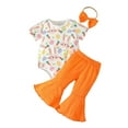 thumbnail image 1 of GYRATEDREAM Baby Girl Clothes Newborn Infant Outfits Short Sleeve Romper One Piece Top Bell Bottom Pants Cute Headband Sets for Girls, Size 3-6 Months, 1 of 1