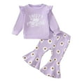 thumbnail image 1 of GYRATEDREAM Baby Girl Fall Winter Clothes Ruffle Sleeve Crewneck Sweatshirts Flare Pants 2pcs Toddler Outfits Set, 1 of 12