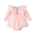 thumbnail image 1 of GYRATEDREAM Baby Girl Ruffle Sleeve Romper Dress Newborn One Piece Playsuit Lace Tutu Skirted Jumpsuit Infant Spring Clothes, Size 18-24 Months, 1 of 1