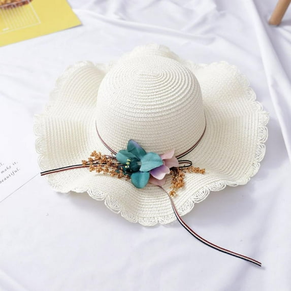 GYRATEDREAM Baby Girl Straw Hat Toddler Girl Straw Hat Girl Sun Hat Floppy Straw Sun Hat Wide-brim Hat Summer Beach Cap