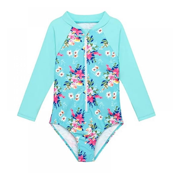 GYRATEDREAM Baby Girl Swimsuits Set Rash Guard Bathing Suits for Toddler Girls Kids Swimwear, Colorful Flowers 7-8 Years