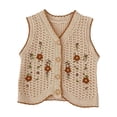 thumbnail image 1 of GYRATEDREAM Baby Girls Embroidered Cotton Vintage Sweater Vest Knitted Cardigan Khaki for 3M-3T, 1 of 1