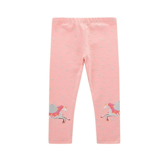 GYRATEDREAM Baby Girls Leggings Toddler Kids Cartoon Print Soft Full Length Leggings Breathable Stretchy Elastic Waist Tights Pants for 2-7 Years