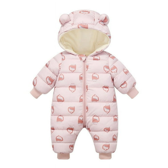 GYRATEDREAM Baby Girls Snowsuit Infant Winter Clothes Newborn Hooded Jacket Toddler Jumpsuit Coat Newborn Baby Bear One Piece Outfit Suit